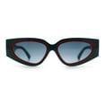thumbnail image 3 of Womens Diva Narrow Triangular Thick Temple Plastic Fashion Sunglasses Green Red - Smoke, 3 of 8