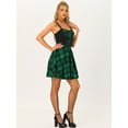 thumbnail image 2 of DARING DIVA Plaid Lace Up Sweetheart Neck Sleeveless Flared Mini Dres XL Green, 2 of 6