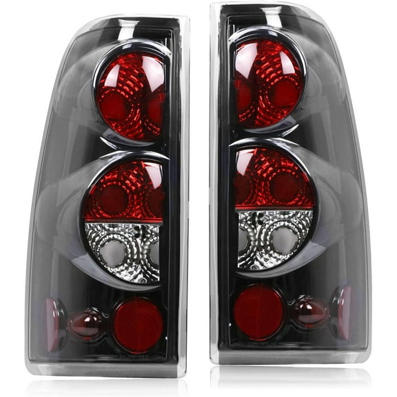 Tail Light Black Compatible With 1999-2006 Chevy Silverado 1500 2500 3500 2007 Classic, 1999-2002 GMC Sierra 1500 2500 3500 Driver and Passenger Side Taillights without Bulb