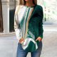 thumbnail image 2 of Camisetas para mujer SCZ Otoño Casual Manga Larga Sudadera Retro Impresión Verde Oscuro Talla L, 2 of 5
