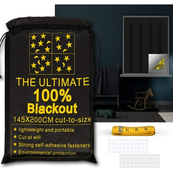 LQQBOX Portable Blackout Curtains 79" x 57" Blackout Shades Window Temporary Blackout Blind Travel Window Curtain Shade for Bedroom Drawing Room, Baby Nursery, Travel