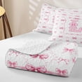 thumbnail image 4 of Manfei Girls Pink Personalized Initial L Twin Quilt Set,Kawaii Ribbon Bow Grid Twin Coverlet Set, 4 of 7