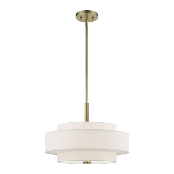 52137-01 Livex Lighting Monroe - 4 Light Pendant In Timeless Style-16 Inches Tall and 18 Inches Wide-Antique Brass Finish    -Traditional Installation
