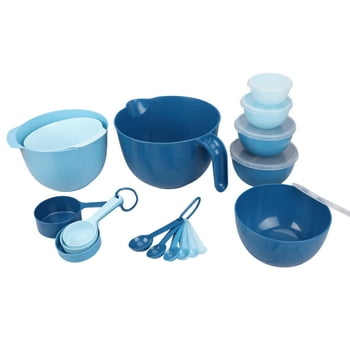 Prepara Mixing  Set, 23 Pieces with Lids, Measuring Cups and Spoons, Blue