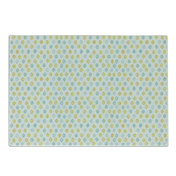 Yellow and Blue Cutting Board, Hand Drawn Shapes Sketch Style Simplistic Abstract Art, Decorative Tempered Glass Cutting and Serving Board, Small Size, Earth Yellow Pale Blue, by Ambesonne