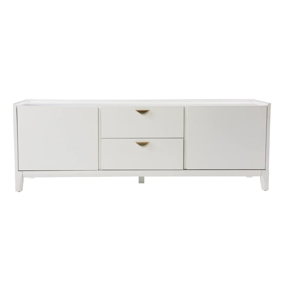 Maklaine Transitional Engineered Wood Storage Media Cabinet in White