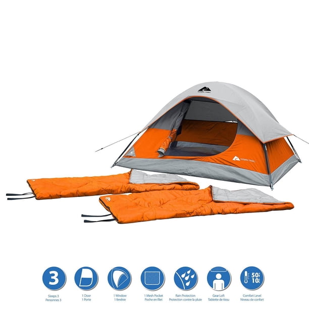 Ozark Trail 3-Piece Camping Combo, Orange Color, Include 2