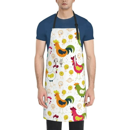 

Picia Chickens A Waterproof Apron for Unisex Adult - Adjustable Bib Apron with Pockets Ideal for Cooking Gardening Painting and Household Chores