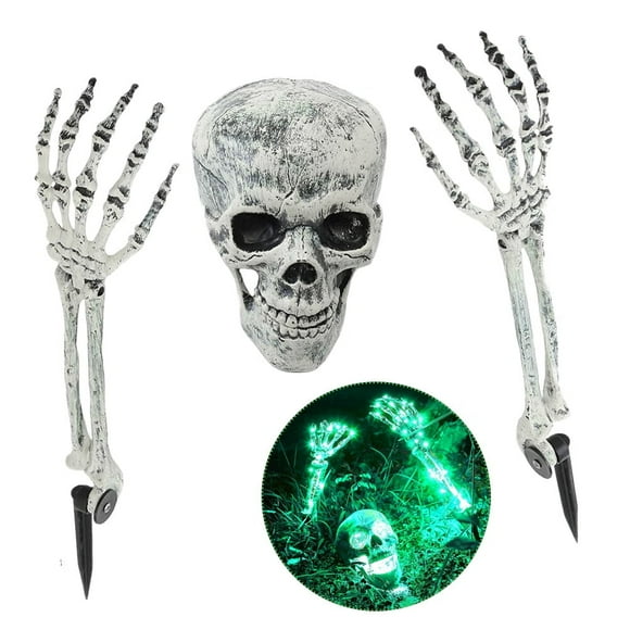 2-Pack LED Skeleton Stakes Outdoor Decor with Lights Waterproof Hands Arms for Lawn Yard Haunted House