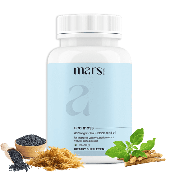 Mars by GHC Natural Sea Moss Caps with Ashwagandha, Black Seed & Vitamin D3, 60 Capsules, 16g