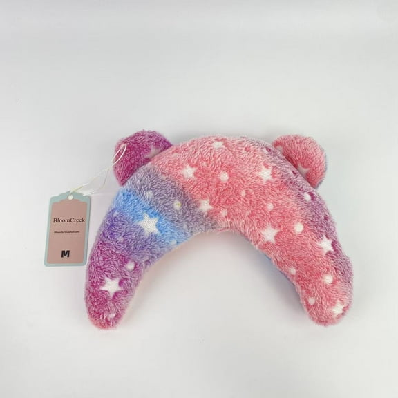 BloomCreek Pillows for household pets,Pet Pillow for Dogs, Glow in The Dark Soft Dog Neck Pillow, U-Shaped Pillow for Cat and Dog, Machine Washable Pet Calming Toy (Pink, M)