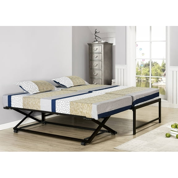 Archer Black Metal Twin Size Platform Daybed with Pop-Up Trundle