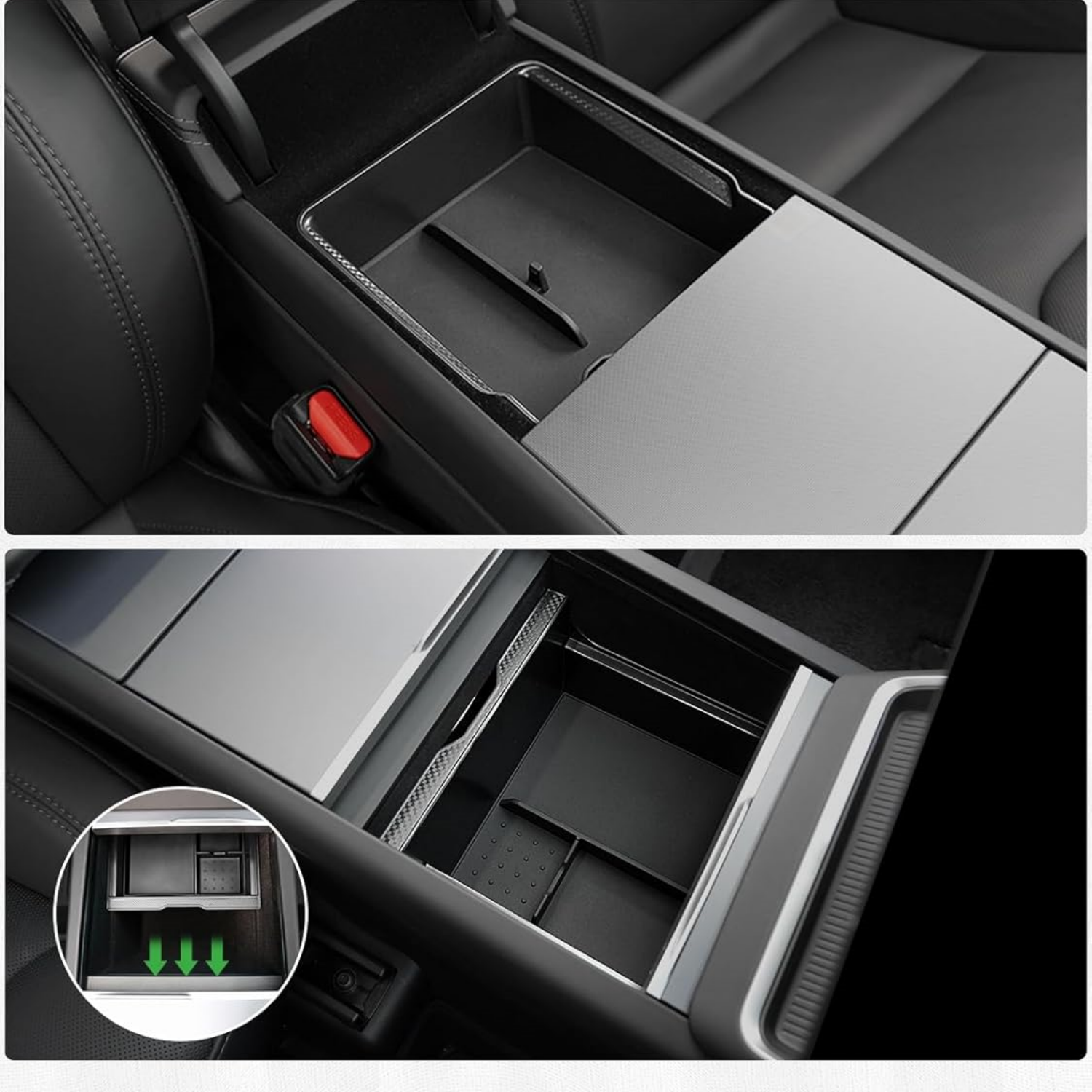 10PCS Center Console Organizer Tray for 2025 2026 Tesla Y Accessories, Under Seat Storage Armrest Hidden Storage Box Cup Holder Charger Pad for Tesla Y