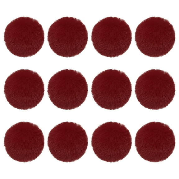 Uxcell Faux Fur Pom Poms for Hats, 12 Pcs Fluffy Soft Fur Poms Balls with Elastic Loop for Keychain Knitting Hats DIY Scarves Gloves Bag Christmas, Burgundy
