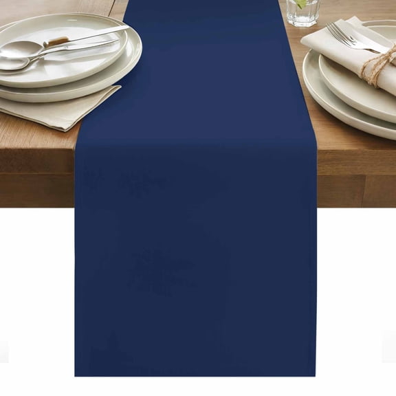 Table Runner Dresser Scarves 90 Inch Long,Modern Solid Color Navy Blue Linen Dining Table Runners