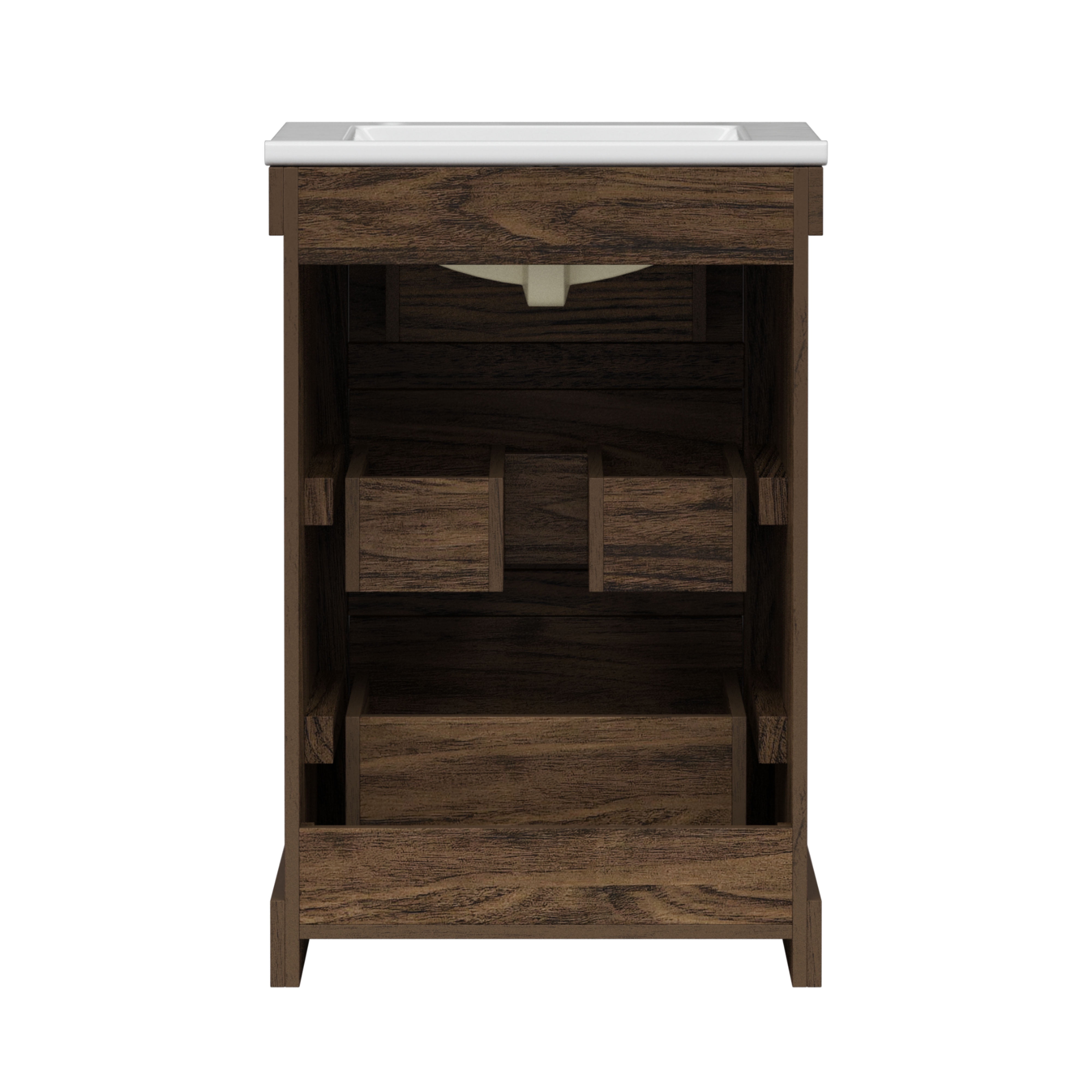 Teamson Home Donovan 24" Single Bathroom Vanity with Integrated Square Sink and Two Drawers, Walnut