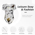 thumbnail image 4 of Kdxio Justaucorps à Manches Courtes Imprimé Oiseau pour Femmes Col Rond Modal Doux Confortable Ajusté Aguichant Top-TTG, 4 of 7