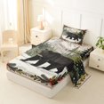 thumbnail image 2 of Manfei Winter Bear Twin Sheets,Wild Woodland Print Bedding,Green,3pcs,1 Fitted Sheet and 1 Pillowcase, 2 of 6