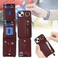 thumbnail image 3 of iPhone 14 Case with Card Holder for Women, iPhone 14 Phone Case Wallet with Strap Credit Card Slots Crossbody with Kickstand Zipper Case for iPhone14 - Red Wine, 3 of 16