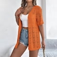 thumbnail image 6 of OIUUAK Boho Cardigan for Women,&nbsp;Kimono Short Sleeve Lightweight Summer Oversized Open Front Knit Sweater Beach Cover Up Outfits, Orange, 6 of 9