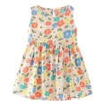 thumbnail image 1 of Robe Fille Été Sans Manches Imprimés Floraux Volants Robe Décontractée Jaune 2 Ans-3 Ans, 1 of 4