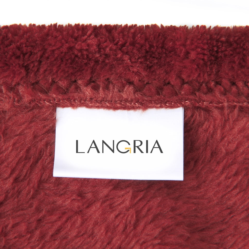 LANGRIA Cozy Flannel Blanket Throw for Adults Kids Home Outdoor Travel, Polyester Microfiber, Wrinkle Resistant, Anti-Fade, 87"x95″, Red