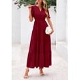 thumbnail image 3 of Vestido midi PRETTYGARDEN 2025 con cuello en V escalonado y fluido para mujer, 3 of 8