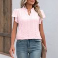 thumbnail image 4 of Scyoekwg Womens Tunic Tops Summer Trendy V Neck Ruffles Sleeve Hollow Out Eyelet Shirts Solid Color Dressy Casual Tunic Blouses (Pink,XXL), 4 of 7