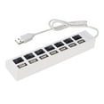 thumbnail image 1 of EeaseCA 7 Ports USB 2.0 Hub Data Transfer with Individual Switches for PC Laptop (White), 1 of 7