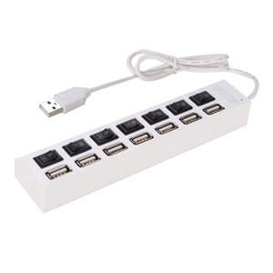 SHOWERORO 1Pcs USB Hub avec USB Ports pour tablettes et carnets de notes en plastique blanc rectangulaire 6,5x1,5x1in