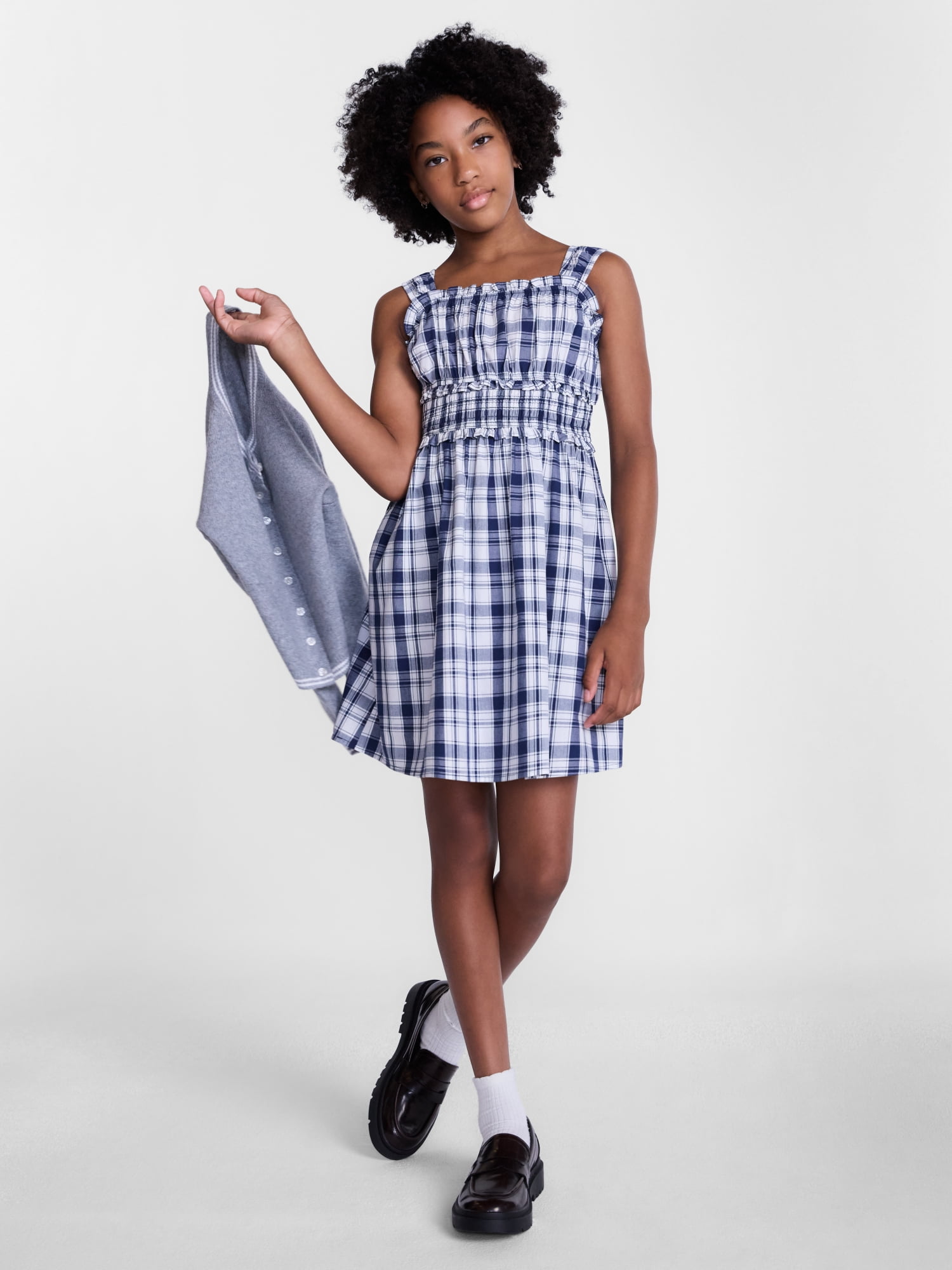 Weekend Academy Girls Printed Cotton Tank Dress with Smocked Waist, Sizes 4-18