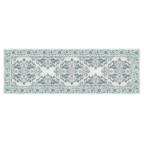 Tapis d’appoint lavable bleu Kiana de 2 pi x 6 pi