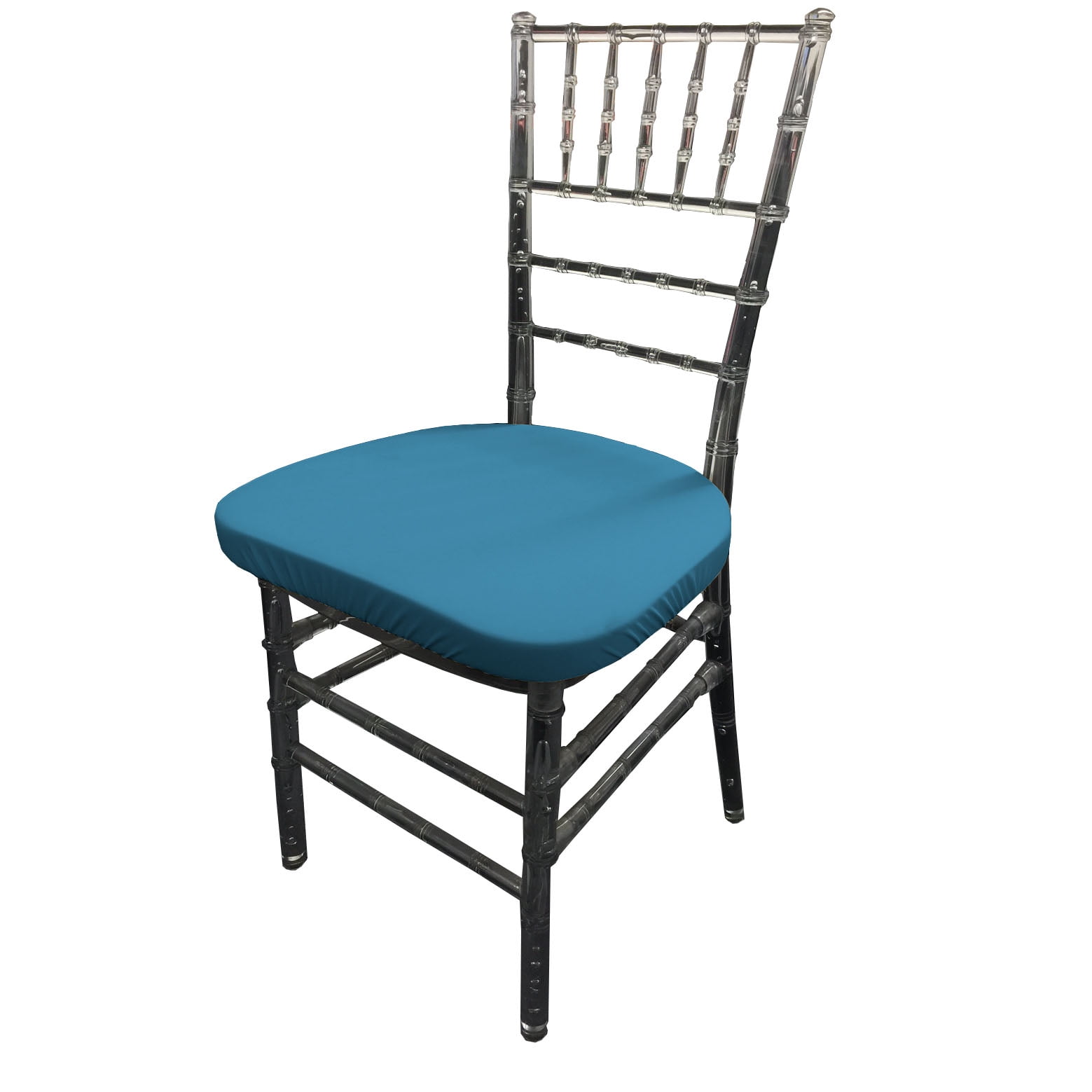 LA Linen Pack4 Spandex Chiavari Chair Cushion Cover,Turquoise