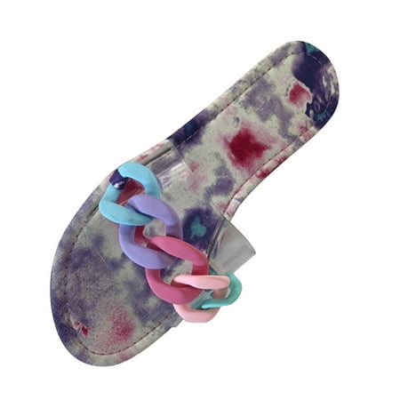 

Lyinloo Sandals Women Flat Slippers Transparent Comfy Beach Roman Shoes Flip Flop Multicolor 36