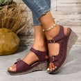 thumbnail image 6 of Viluyesy Women's Wedge Sandals, Soft Sole Adjustable Buckle Open Toe Comfortable Fashion Shoes Wine 7, 6 of 7