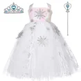 thumbnail image 3 of Vestido de Elsa para niñas, vestido de princesa con tutú de tul, disfraz de reina de la nieve con copos de nieve para niños, fiesta de Halloween, carnaval, Purim, vestidos de cosplay, 3 of 5