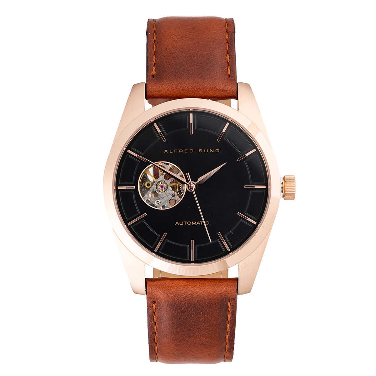 Alfred Sung Automatic Black Dial Men s Watch