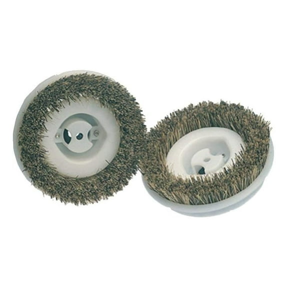 Floor Scrubbing Brushes, Compatible with 12-inch Floor Polisher, Scrub Brushes with Tampico and Cocoa Bristles, 2-Pack, Standard, Beige/White, 9" L x 6" W x 2" H, 45-0134-2