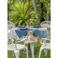 thumbnail image 2 of Outdoor Tablecloth with Umbrella Hole and Zipper, Teal Blue Coastal Round Table Cloth 60 Inch Waterproof Tablecloth, Summer Beach Starfish Shell Coral Nautical Picnic Table Cover for Patio Camping, 2 of 7