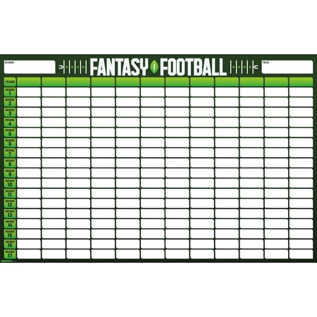 Fantasy Football 12 Team Draft Board Wall Poster, 14.725" x 22.375"
