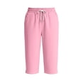 thumbnail image 4 of LIaqionyy Women's Shorts Drawstring Elastic Waisted Knee Length Workout Yoga Athletic Sweat Short with Pockets, 4 of 9