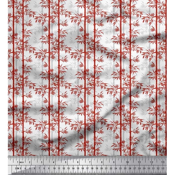 Soimoi Moss Georgette Fabric Bamboo Tree Decor Fabric Printed Yard 42 Inch Wide