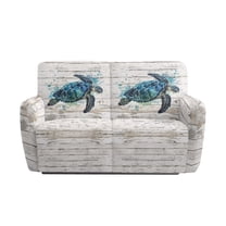 Jiueut Wood Turtle Print Recliner Loveseat Cover, Comfortable Reclining Chair Covers for 2 Seats Anti-Slip Couch Sofa Cover with Storage Pockets