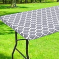 thumbnail image 1 of LAICAIW Elastic Fitted Vinyl Tablecloth, 30'' x 48'' Flannel Backing Rectangle Table Cover for 4ft Folding Table, Waterproof Wipeable Table Cloth for Outdoor Picnic Camping Parties, Grey Moroccan, 1 of 7