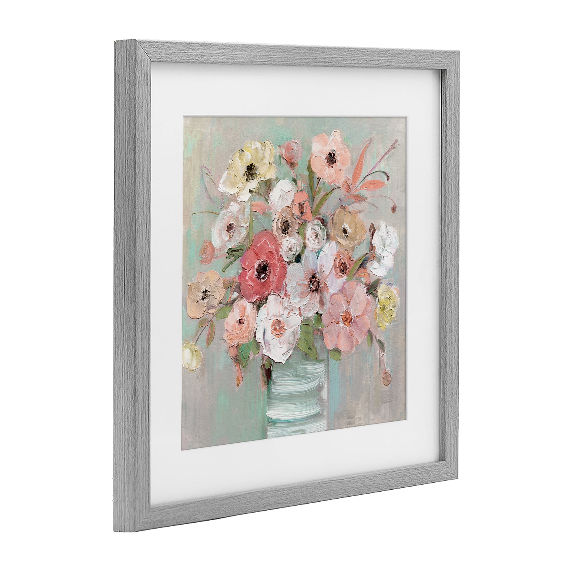 Stupell Industries Pastel Flower Forms Vase Gray Framed Print Under Glass, design by Sally Swatland
