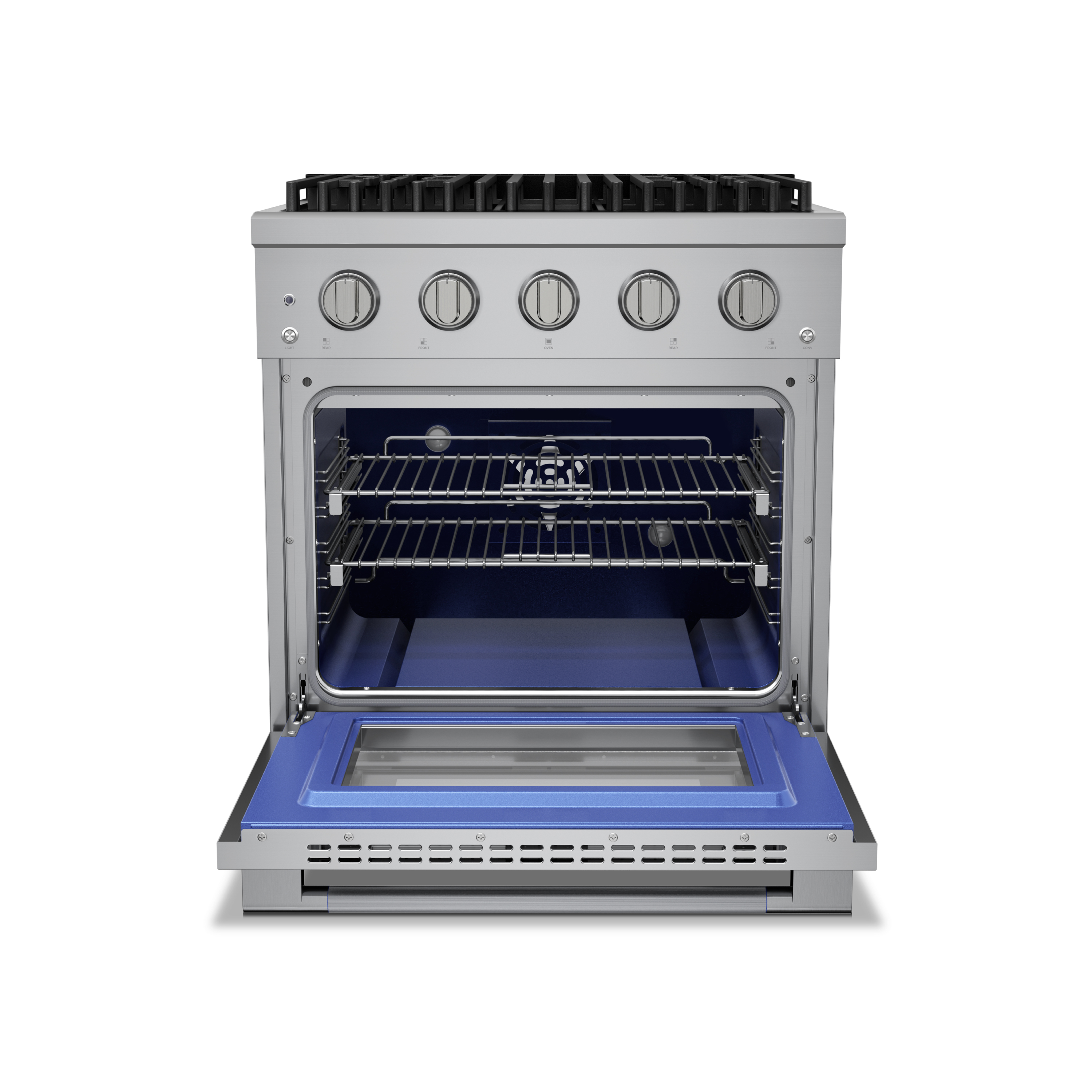HausPro 30 in. 4 Burners (20,000 BTU) Freestanding Dual Fuel Range in Stainless Steel with Convection Oven Silver