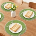 thumbnail image 2 of Farmhouse Round Placemats Set of 6 Woven Placemats for Dining Table Decor Indoor Outdoor Washable Table Mat Wipe Clean Grass Green 15.7x15.7inch, 2 of 6