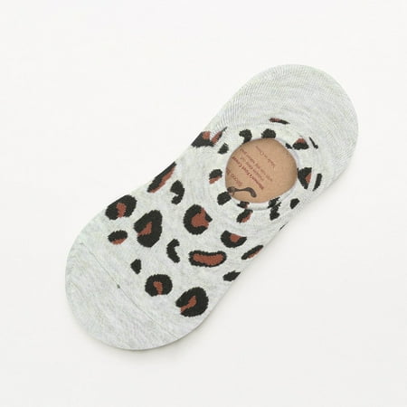 

5 pairs * Women Fashion Casual Leopard Printed Socks Shallow Mouth Silicone Stealth Socks fuzzy socks for women