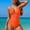 c01Orange, variant on Women's One Piece Swimsuits Solid Color V Neck Mesh Tummy Control Soft Comfy Swimwear Tie Back Push Up Bathing Suit White XL