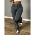 thumbnail image 3 of Women's High - Waisted Wide - Leg Jeans Loose Fit Retro Street Style Cotton Denim Classic Button Design Multiple Washes  Trendy Casual Pants for Daily  Streetwear Looks, 3 of 5
